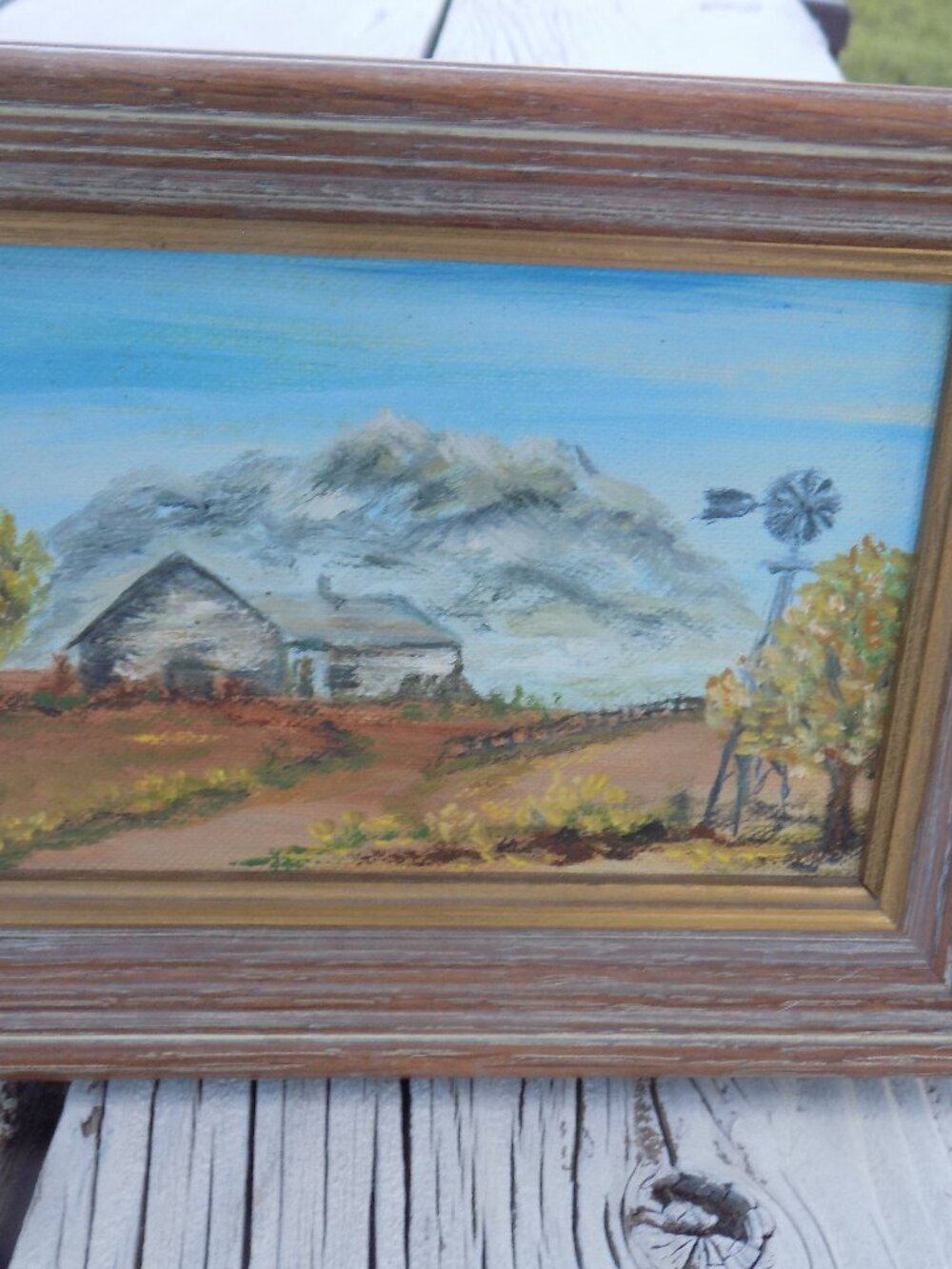 Vintage Framed Farmhouse Painting, Betty Corwin a New Mexico Quiet life